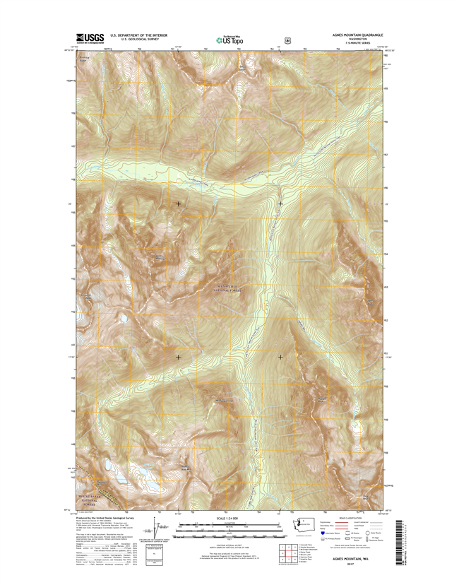 Agnes Mountain Washington  - 24k Topo Map