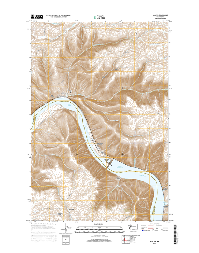 Almota Washington  - 24k Topo Map