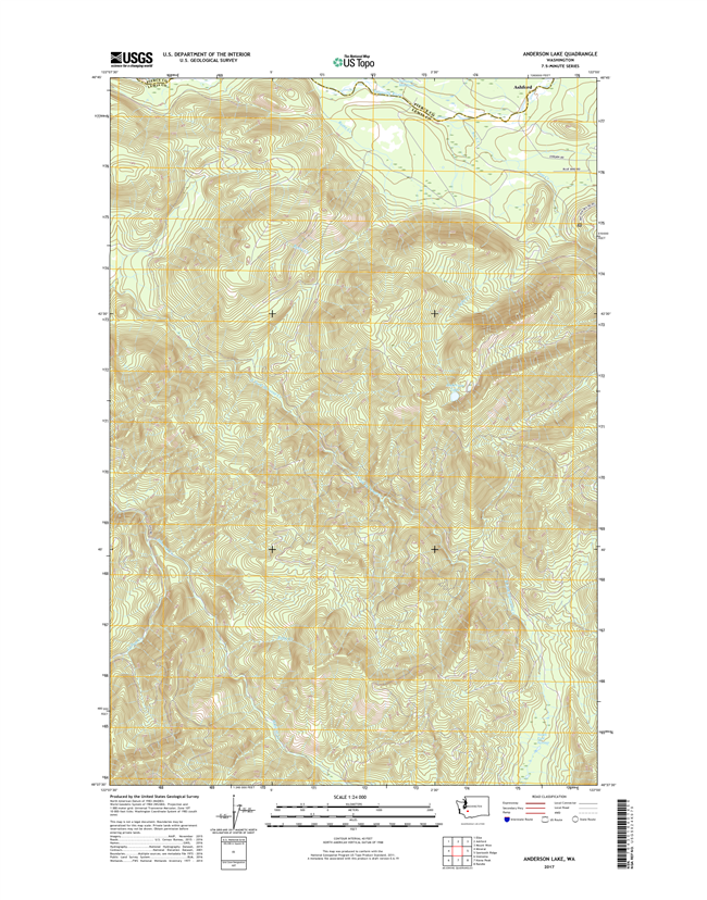 Anderson Lake Washington  - 24k Topo Map