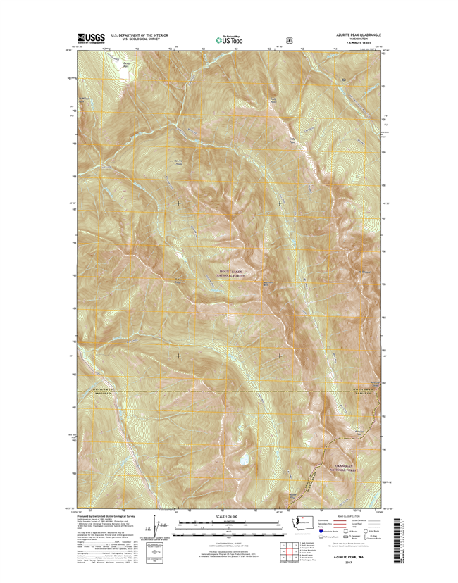 Azurite Peak Washington  - 24k Topo Map