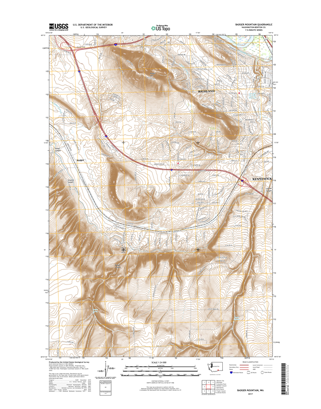 Badger Mountain Washington  - 24k Topo Map