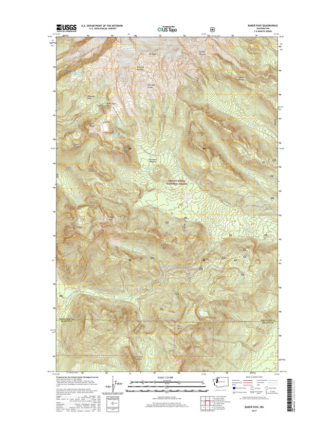 Baker Pass Washington  - 24k Topo Map