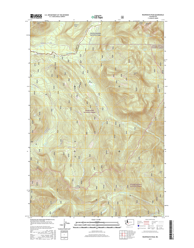Wahpenayo Peak Washington  - 24k Topo Map