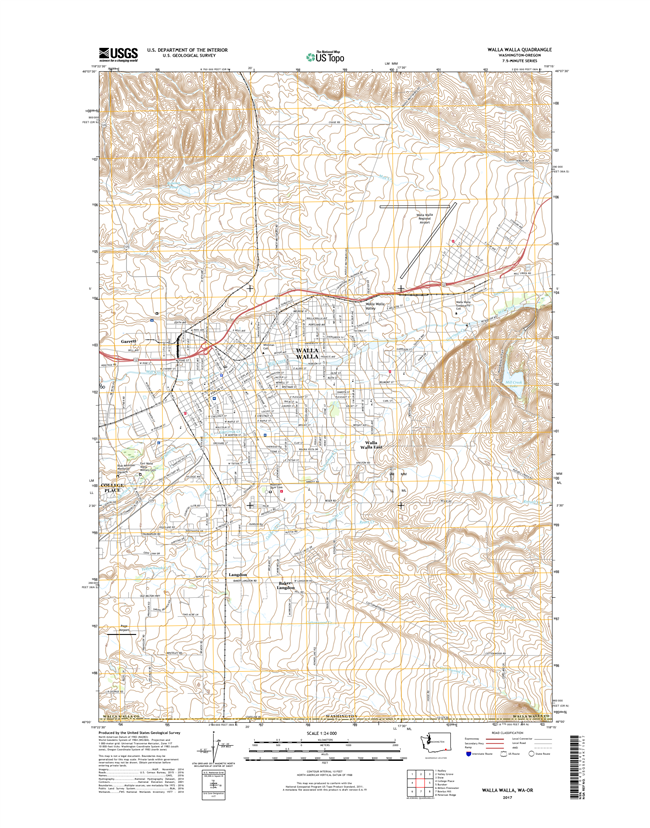 Walla Walla Washington - Oregon - 24k Topo Map