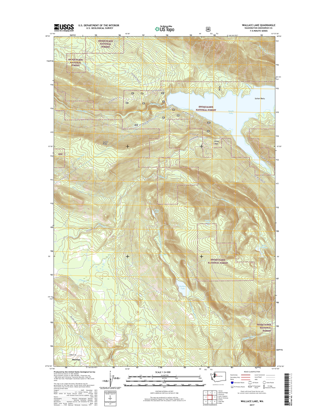 Wallace Lake Washington  - 24k Topo Map