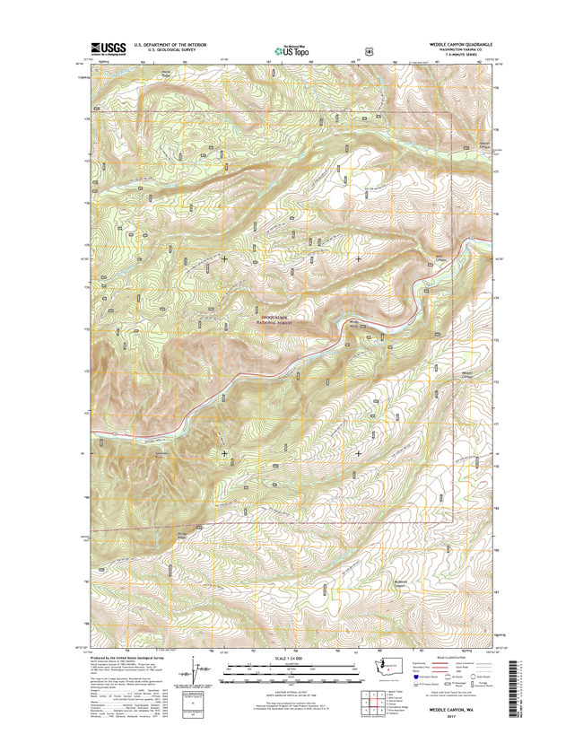 Weddle Canyon Washington  - 24k Topo Map