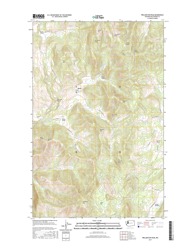 Wellington Peak Washington  - 24k Topo Map