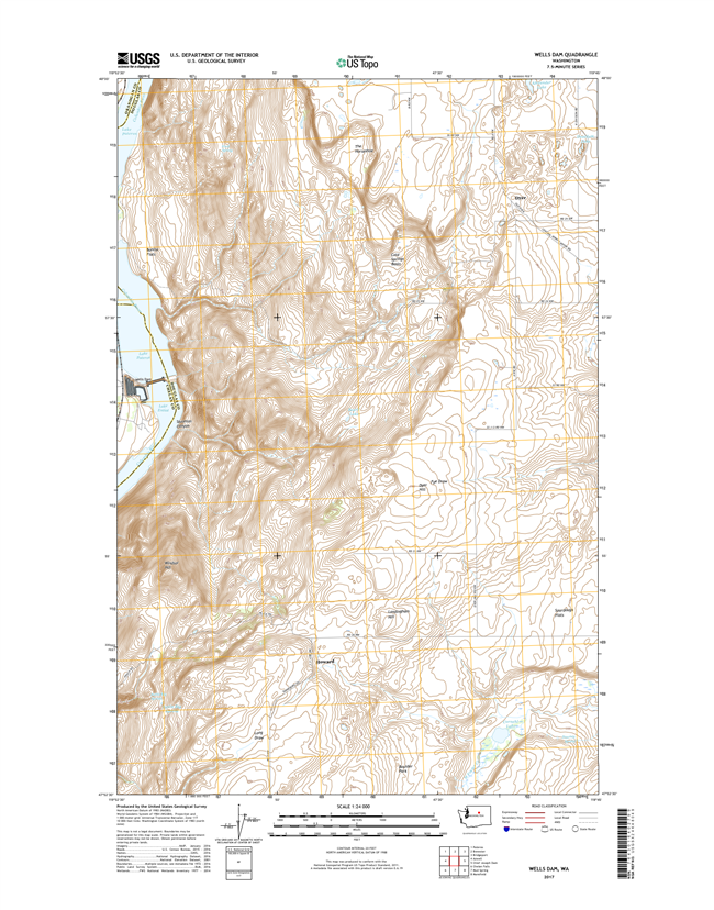 Wells Dam Washington  - 24k Topo Map