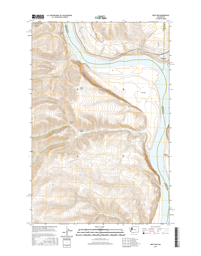 West Bar Washington  - 24k Topo Map