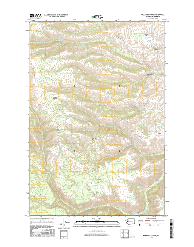 Willy Dick Canyon Washington  - 24k Topo Map