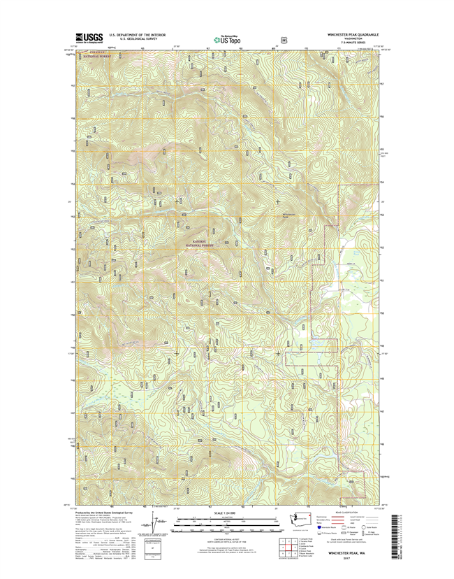 Winchester Peak Washington  - 24k Topo Map
