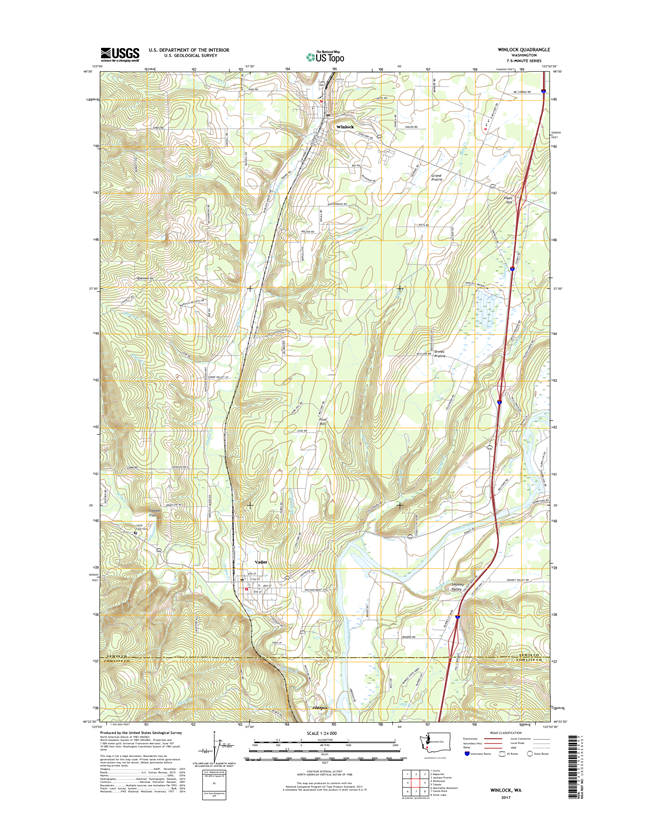Winlock Washington  - 24k Topo Map