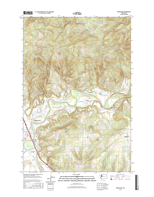 Woodland Washington  - 24k Topo Map