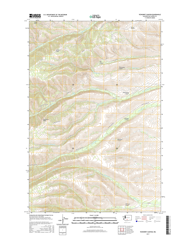 Yesmowit Canyon Washington  - 24k Topo Map