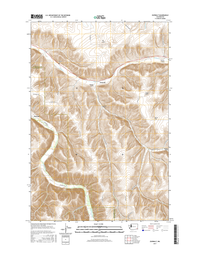 Zumwalt Washington  - 24k Topo Map