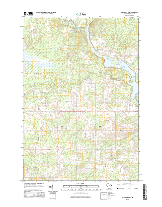 Alexander Lake Winconsin  - 24k Topo Map