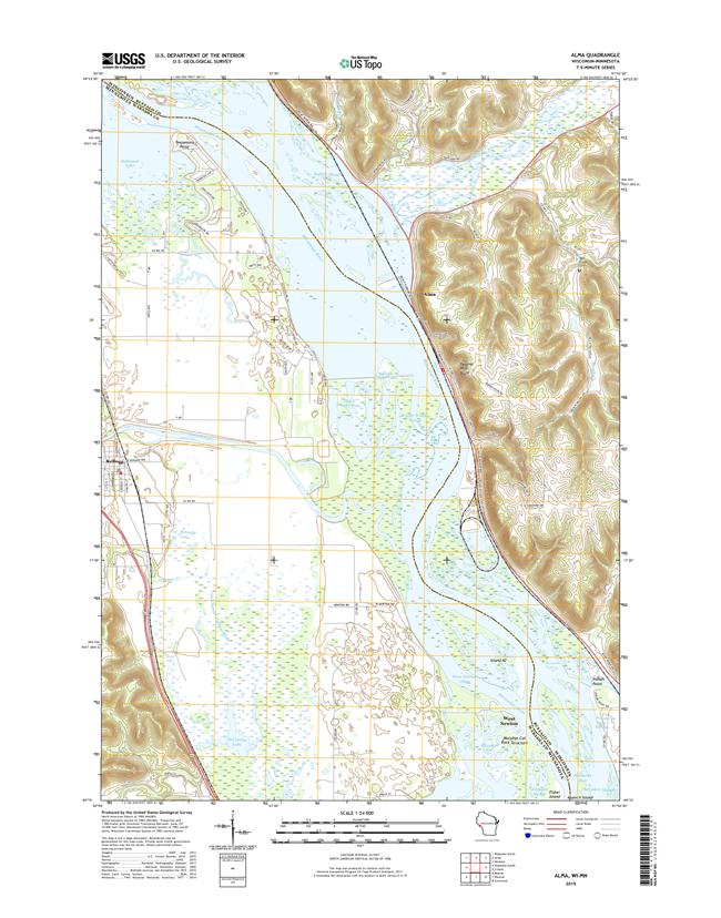 Alma Winconsin - Minnesota - 24k Topo Map