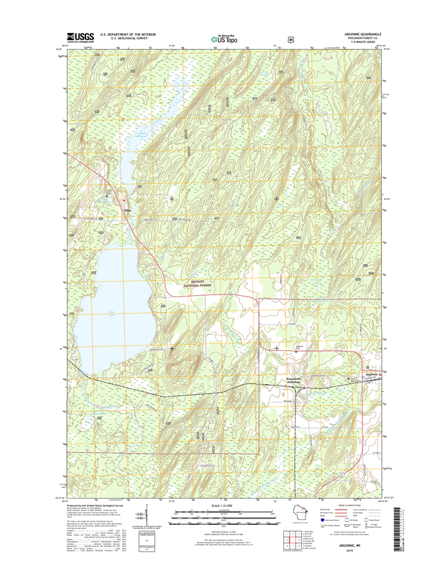 Argonne Winconsin  - 24k Topo Map