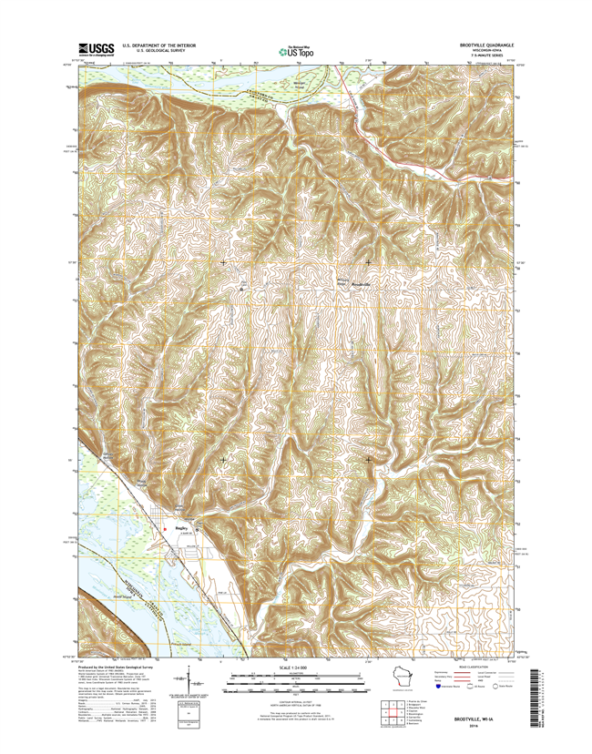 Brodtville Winconsin - Iowa - 24k Topo Map