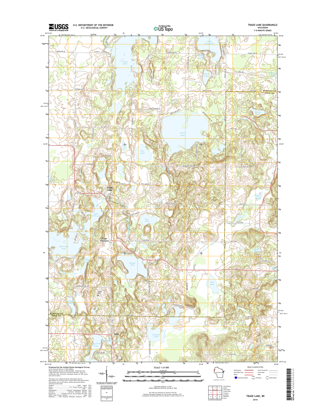 Trade Lake Winconsin  - 24k Topo Map