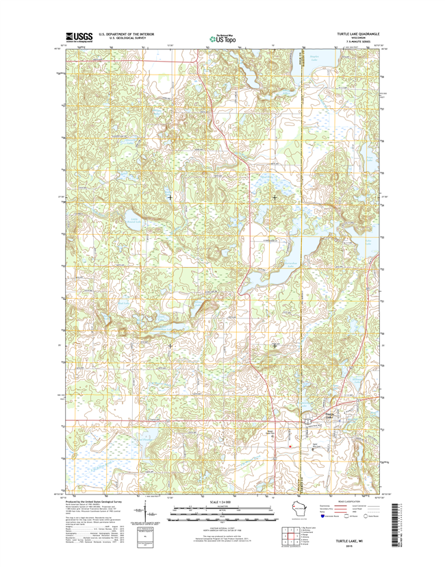 Turtle Lake Winconsin  - 24k Topo Map
