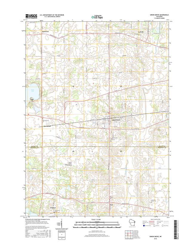 Union Grove Winconsin  - 24k Topo Map