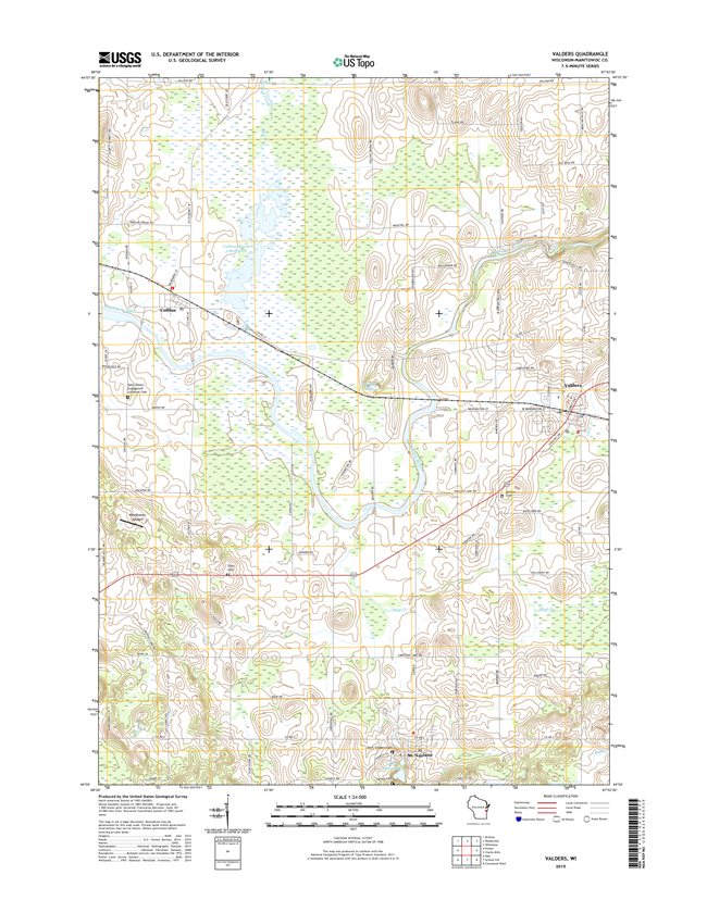 Valders Winconsin  - 24k Topo Map