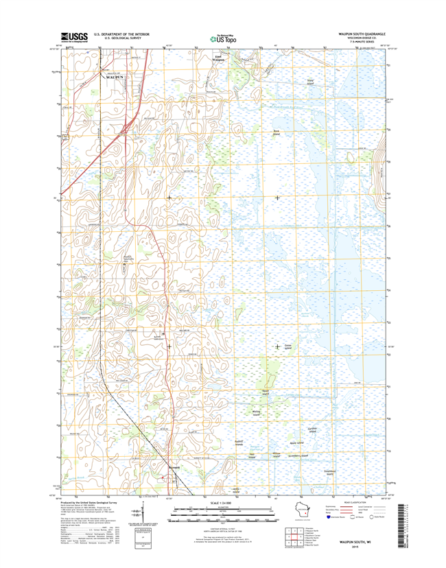 Waupun South Winconsin  - 24k Topo Map