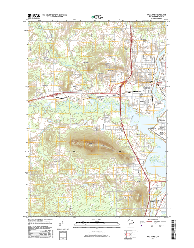 Wausau West Winconsin  - 24k Topo Map
