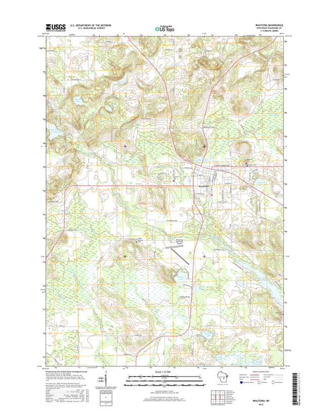 Wautoma Winconsin  - 24k Topo Map