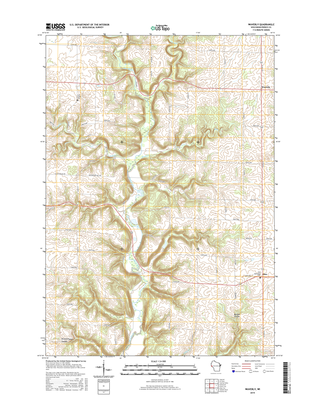 Waverly Winconsin  - 24k Topo Map