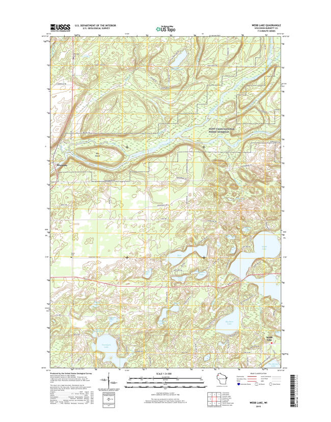 Webb Lake Winconsin  - 24k Topo Map