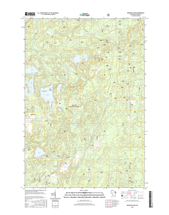 Wheeler Lake Winconsin  - 24k Topo Map