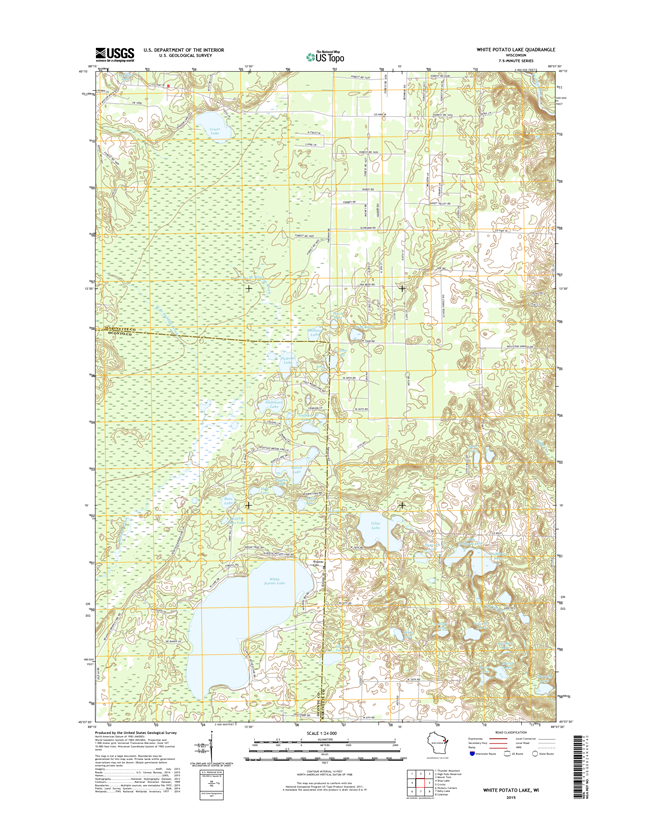 White Potato Lake Winconsin  - 24k Topo Map