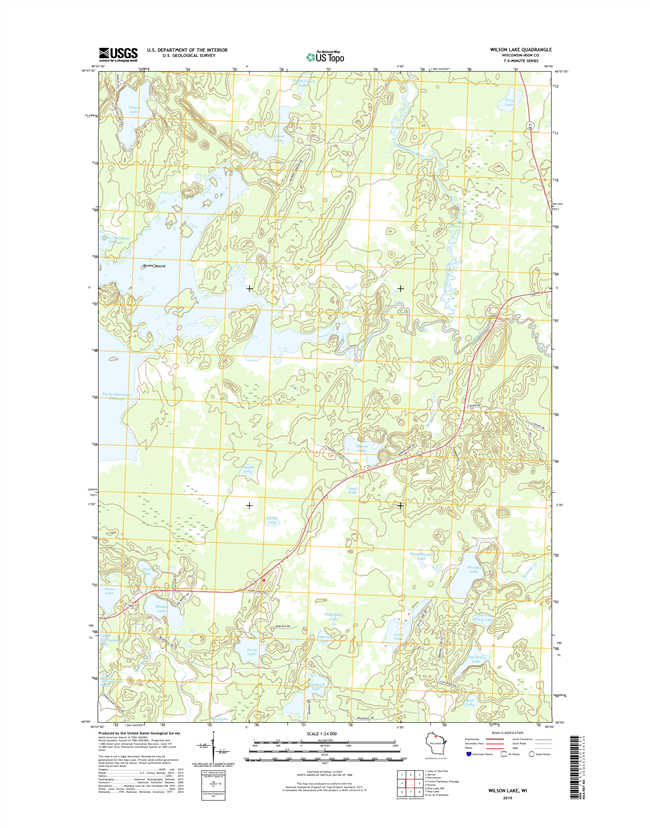 Wilson Lake Winconsin  - 24k Topo Map