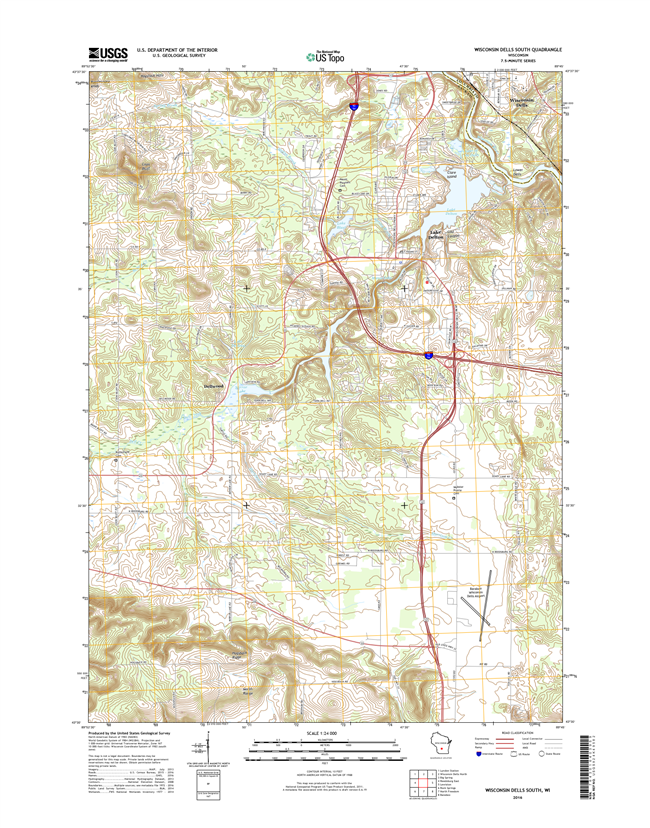 Wisconsin Dells South Winconsin  - 24k Topo Map