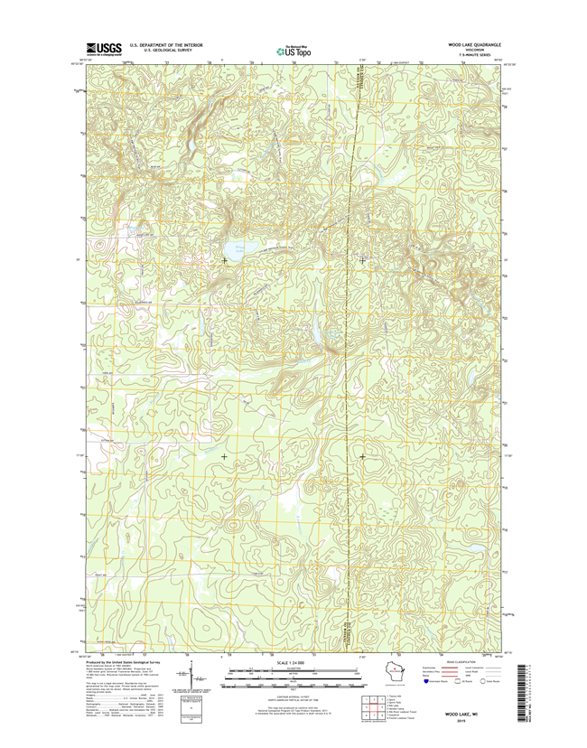 Wood Lake Winconsin  - 24k Topo Map
