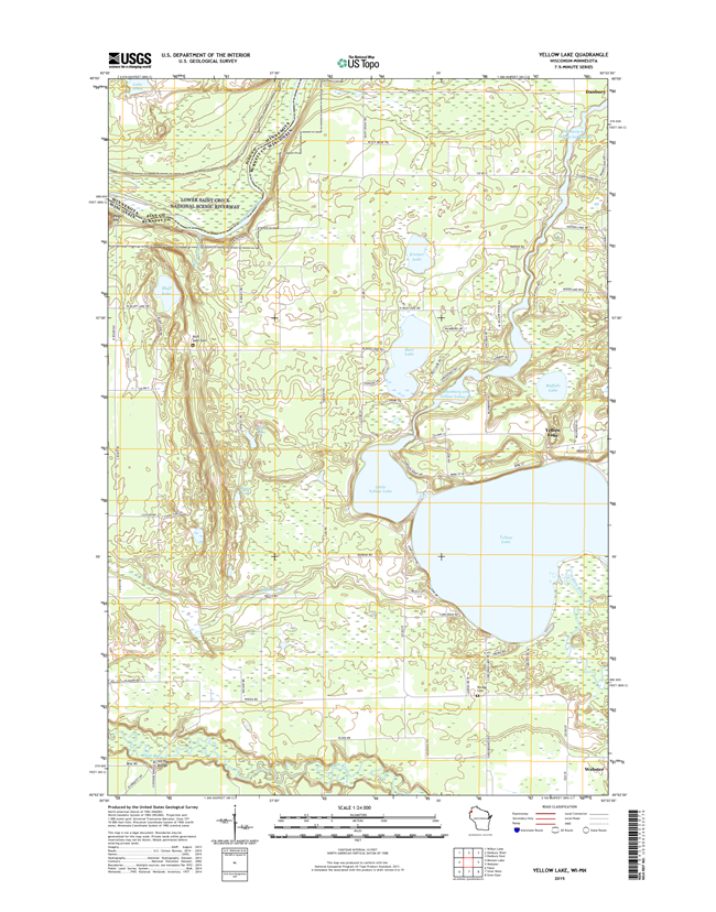 Yellow Lake Winconsin - Minnesota - 24k Topo Map