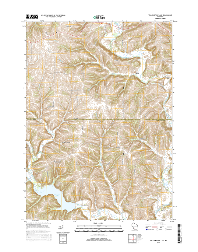 Yellowstone Lake Winconsin  - 24k Topo Map