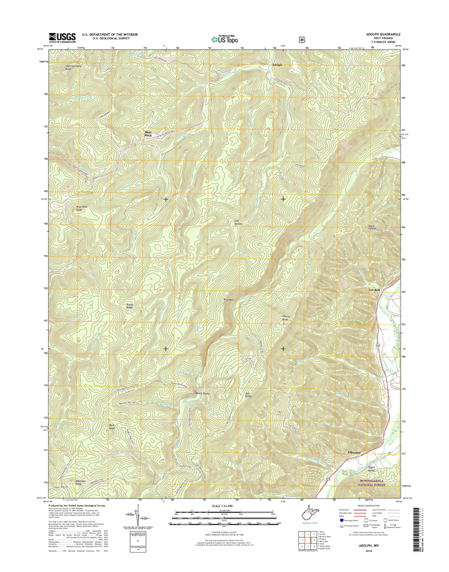 Adolph West Virginia  - 24k Topo Map