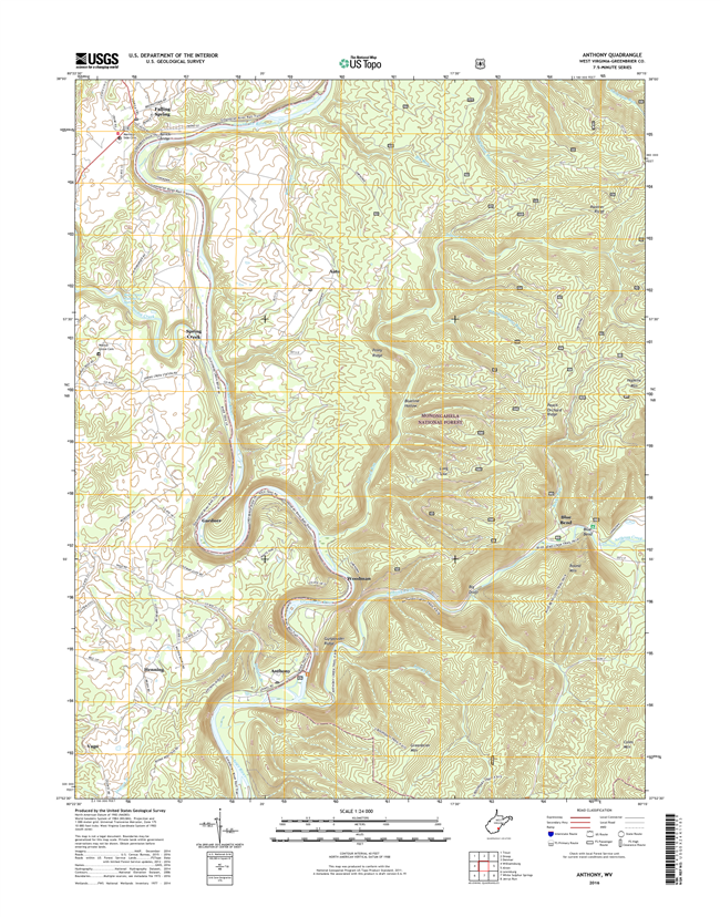 Anthony West Virginia  - 24k Topo Map