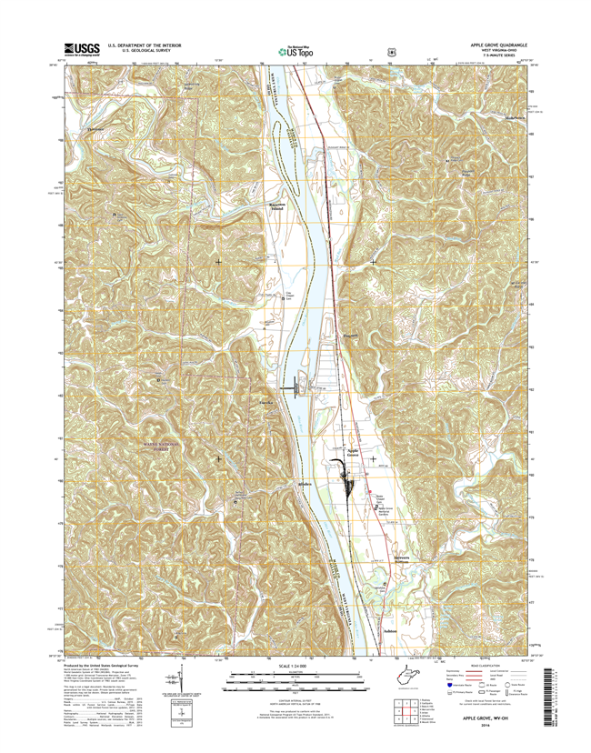 Apple Grove West Virginia - Ohio - 24k Topo Map