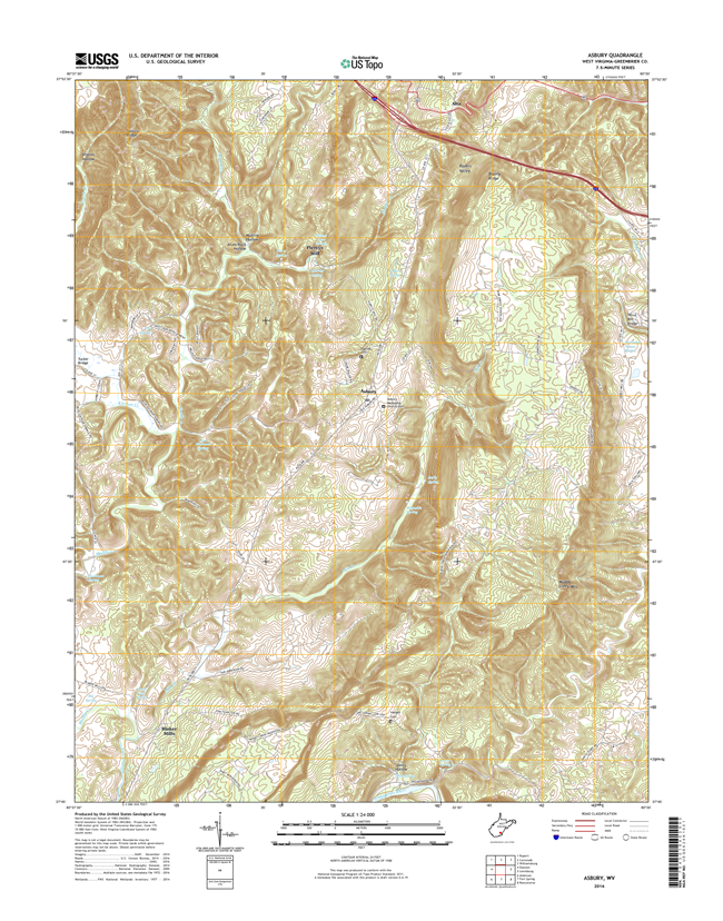 Asbury West Virginia  - 24k Topo Map