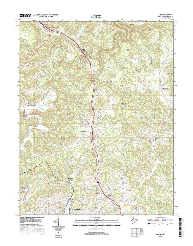 Athens West Virginia  - 24k Topo Map