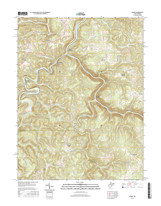 Audra West Virginia  - 24k Topo Map