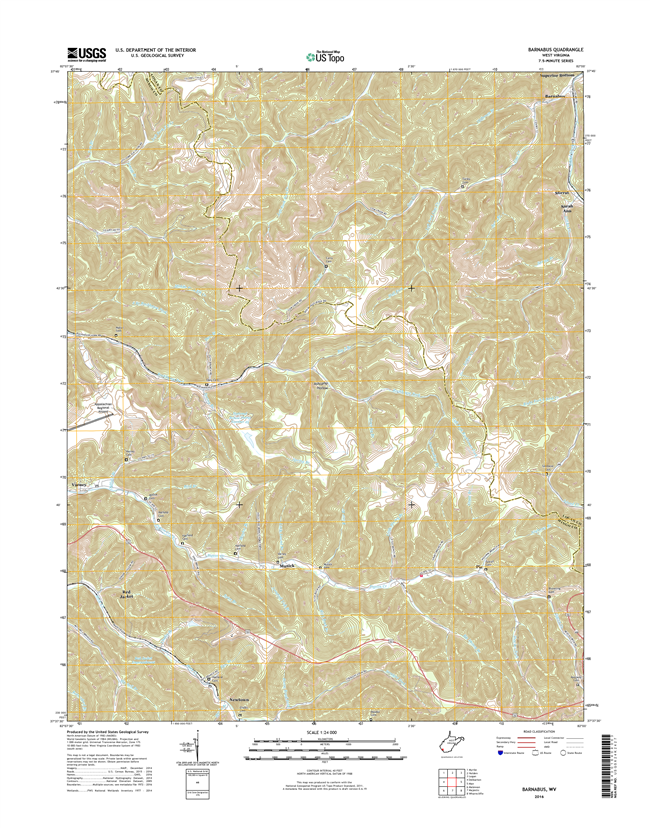 Barnabus West Virginia  - 24k Topo Map