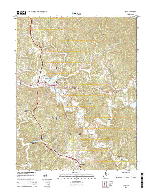 Ripley West Virginia  - 24k Topo Map