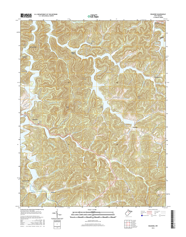 Roanoke West Virginia  - 24k Topo Map