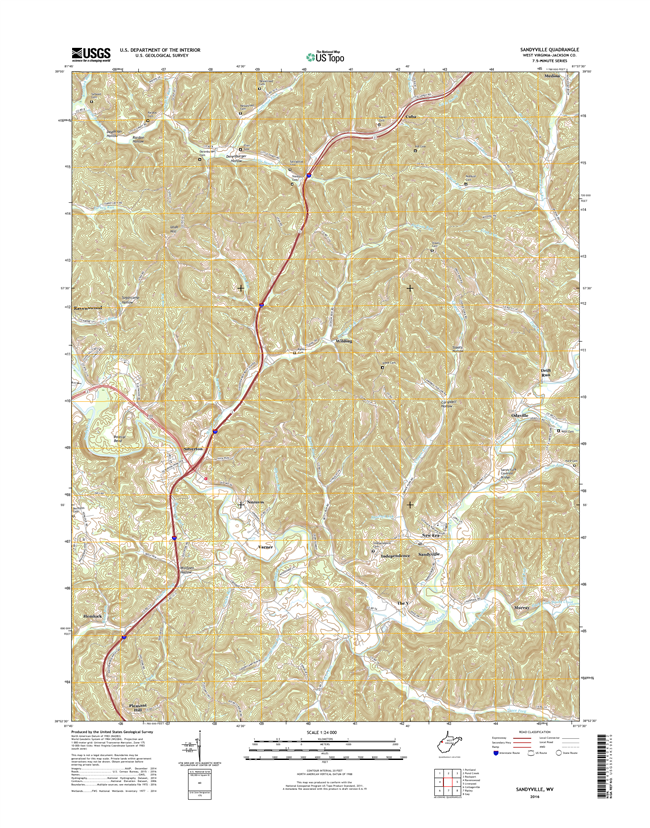 Sandyville West Virginia  - 24k Topo Map