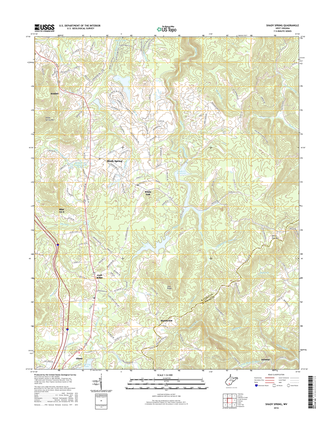 Shady Spring West Virginia  - 24k Topo Map